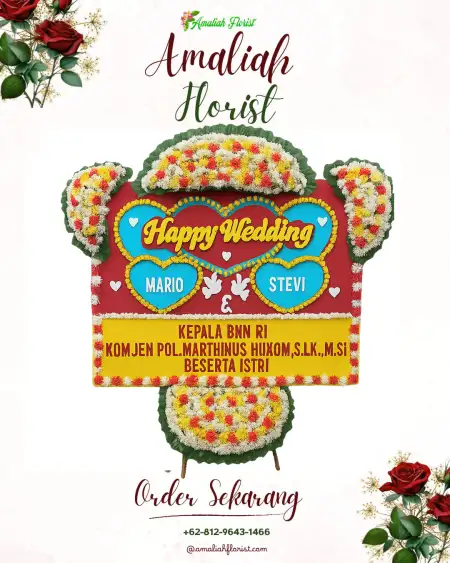 Papan Bunga Pernikahan Meger